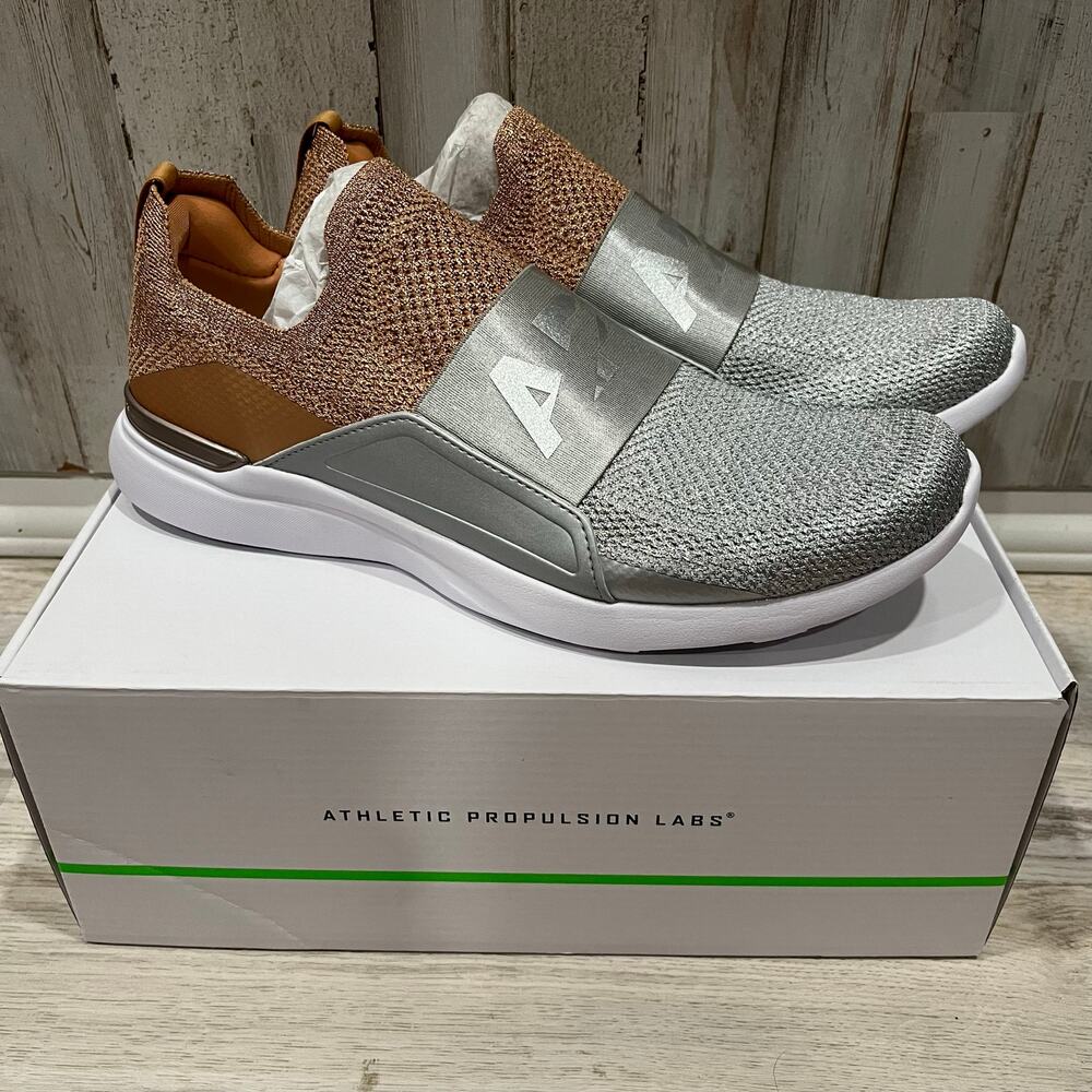 APL Men’s Slip-On Athletic Sneakers in Silver and Brown-Tan